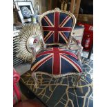 Carver Chair Union Jack Silver Frame with Cotton Union Jack Padded Seat & Back with Stud Pins