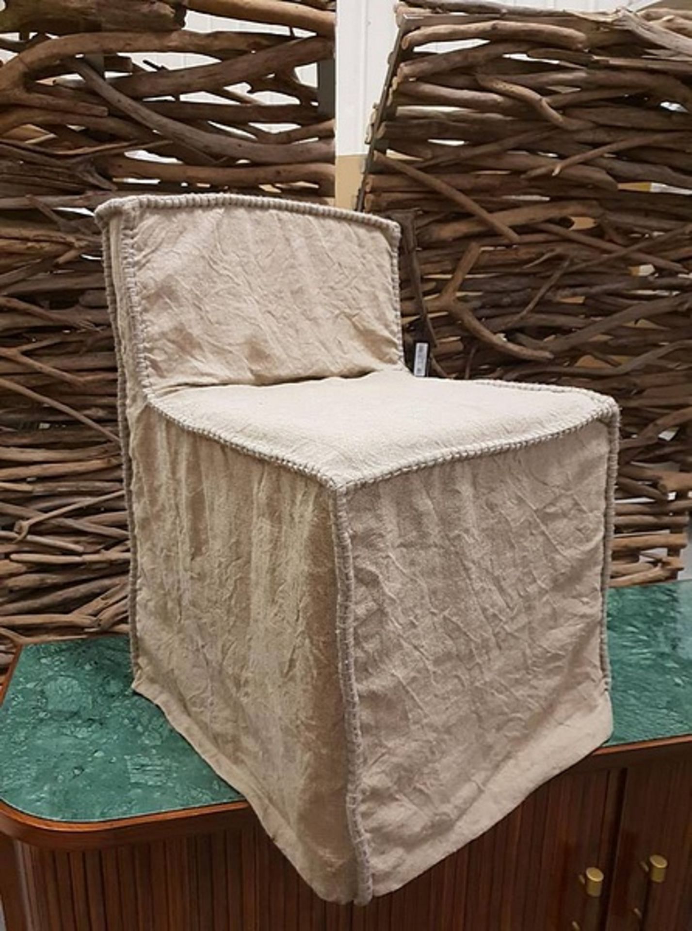 Dining Chair - Kenas Cato Chair Belgium Wrinkle Ecru Linen 53 x 67 x 103cm ( Location A7 -52)