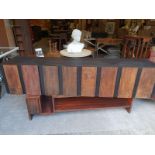 Media Unit - Santos 4 Door Media Console Credenza Finished In Brazilian Peroba Wood & Black Oak With