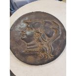 Sculpture - Bronzed Resin Sculpture Antique Coin Medallion B Objets d'Art Decorative Accessories