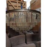 Odeon Round Frame Clear Glass Fringe 6-Tier Chandelier Inspired By The Art Deco Style Of 1920s Paris