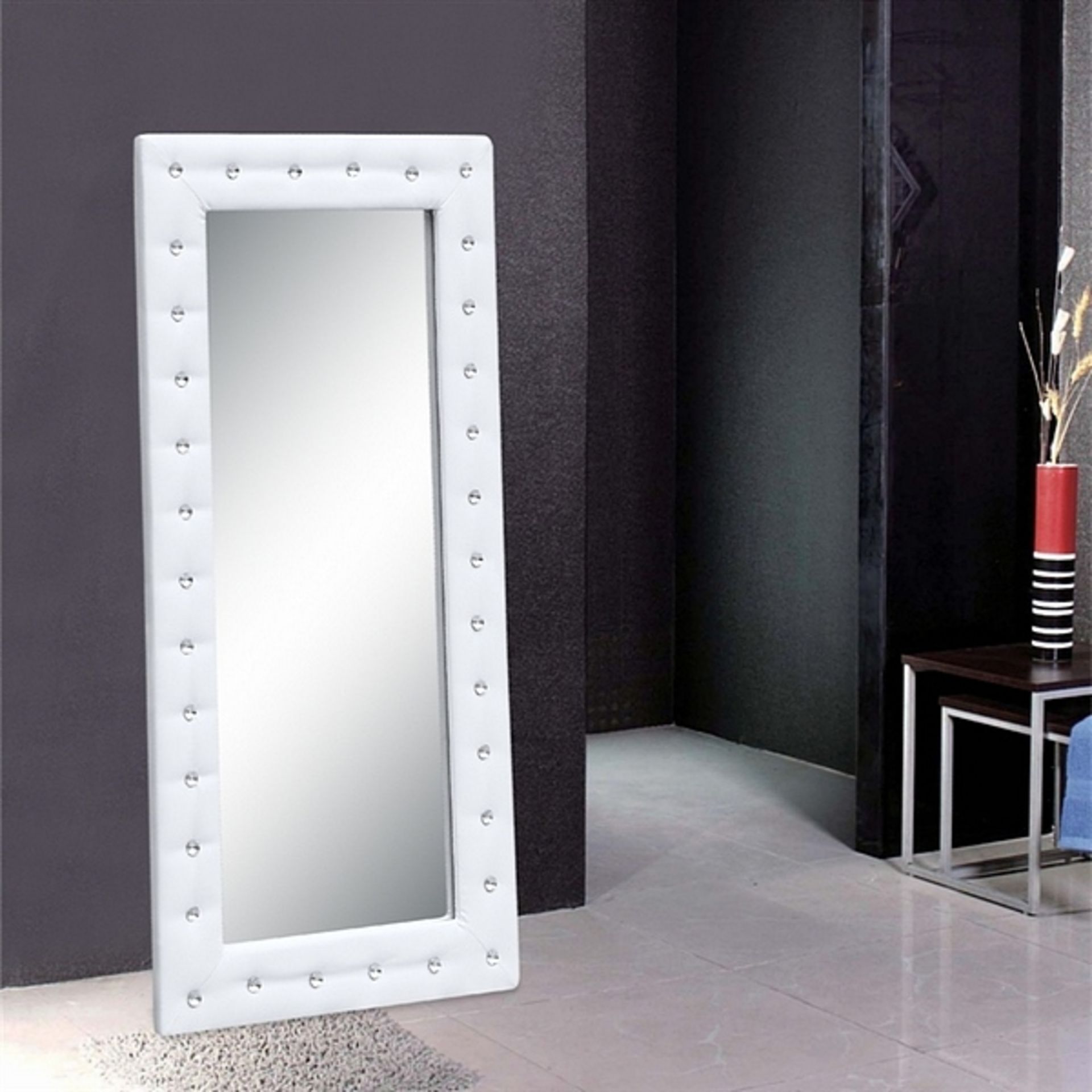 Mirror Tufted Mirror A Huge Statement Floor Standing Tufted Mirror In Wild Linen Ash 120 x 210cm - Image 4 of 4