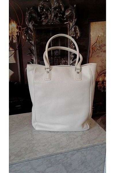 Luggage - Mark Giusti White Leather Tote 100% Calf Leather 15.7 x 13”