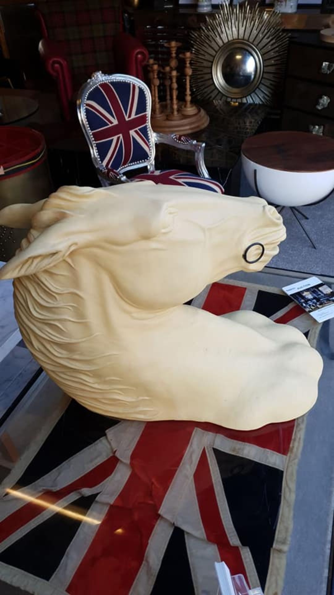 Bonfire – White Composite Sculpture of a Horse Head 67 x 43 x 87cm