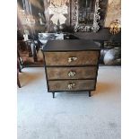 Chest- Andrew Martin Swanson A Stunning Three Drawer Chest With Textured Bronzed Finish And