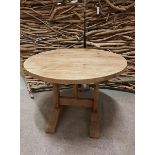 Dining Table - Salvage Gun Barrel Round Table Genuine English Reclaimed Timber Constructed From
