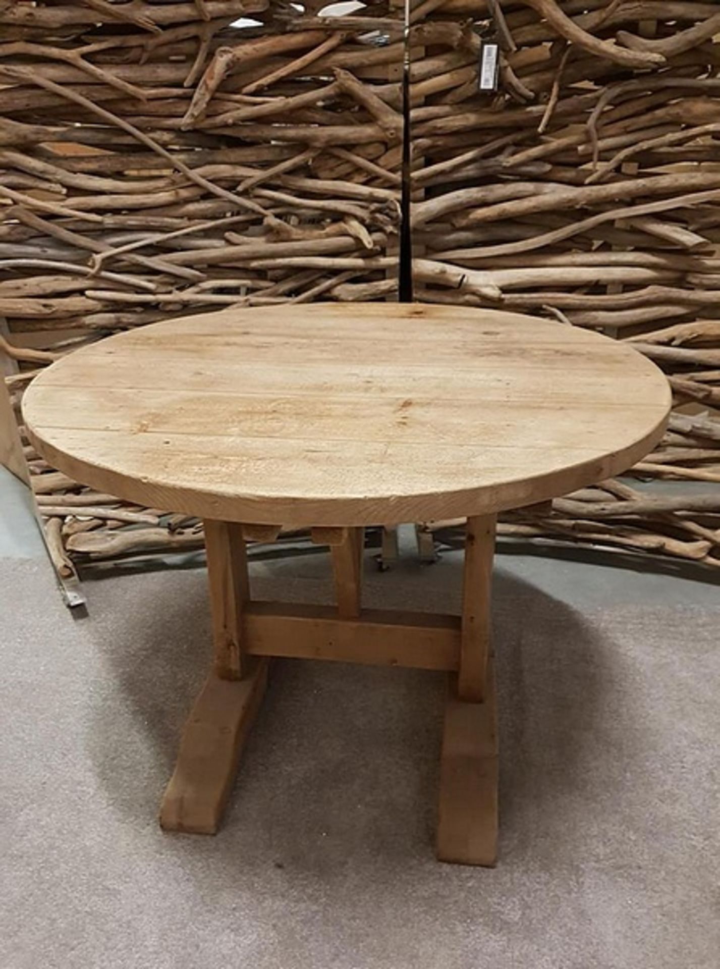 Dining Table - Salvage Gun Barrel Round Table Genuine English Reclaimed Timber Constructed From