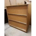 Chest - Stratford Chest 3 Drawers-Honey Oak & Brushed Steel Trim 80 x 45 x 82 5cm RRP £2290 (