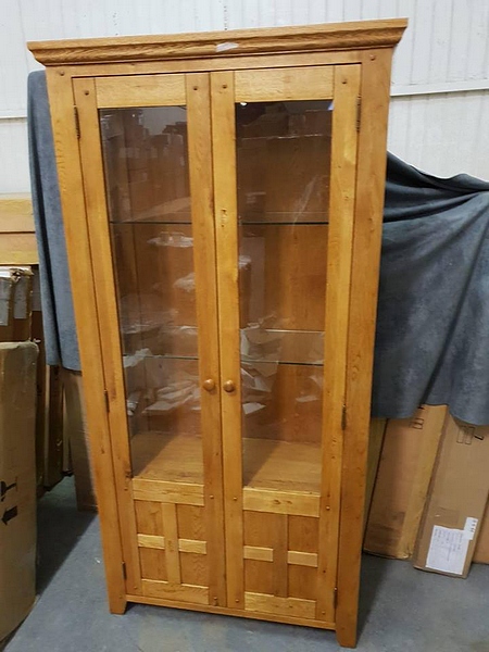 Display Cabinet - Wentworth Oak Display Cabinet Crafted Using Hand Selected Solid Oak Wood And