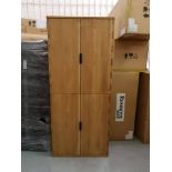Cabinets - Oak Tall Closet Four Door Tall Oak Cabinet Internally Fitted With Shelves 101 x 50 x