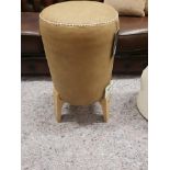 Stool - Bleu Nature Drum Stool With New Stitch Large Pawnee Tan Leather and Brown Nibbed Oak 36 x 36