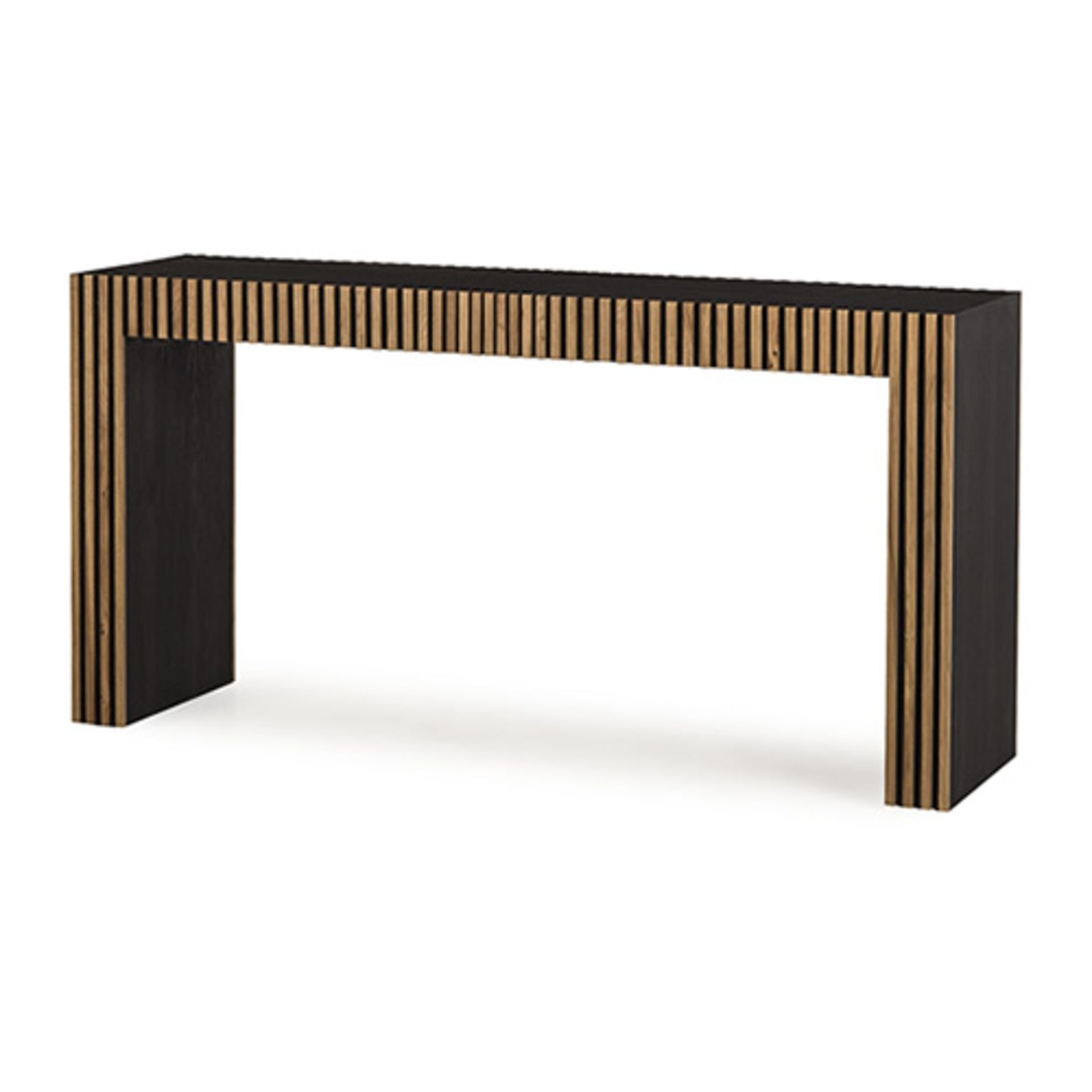 Angelica Console Table Dyed Black Oak Veneer Reclaimed French Oak Chunky With Minimalist - Image 2 of 2