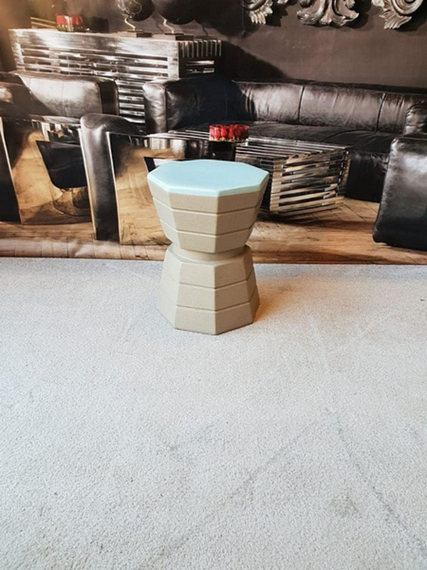 Stool - Tracey Boyd Concrete Barrista Stool Blue Top 40 x 56cm MSRP £174