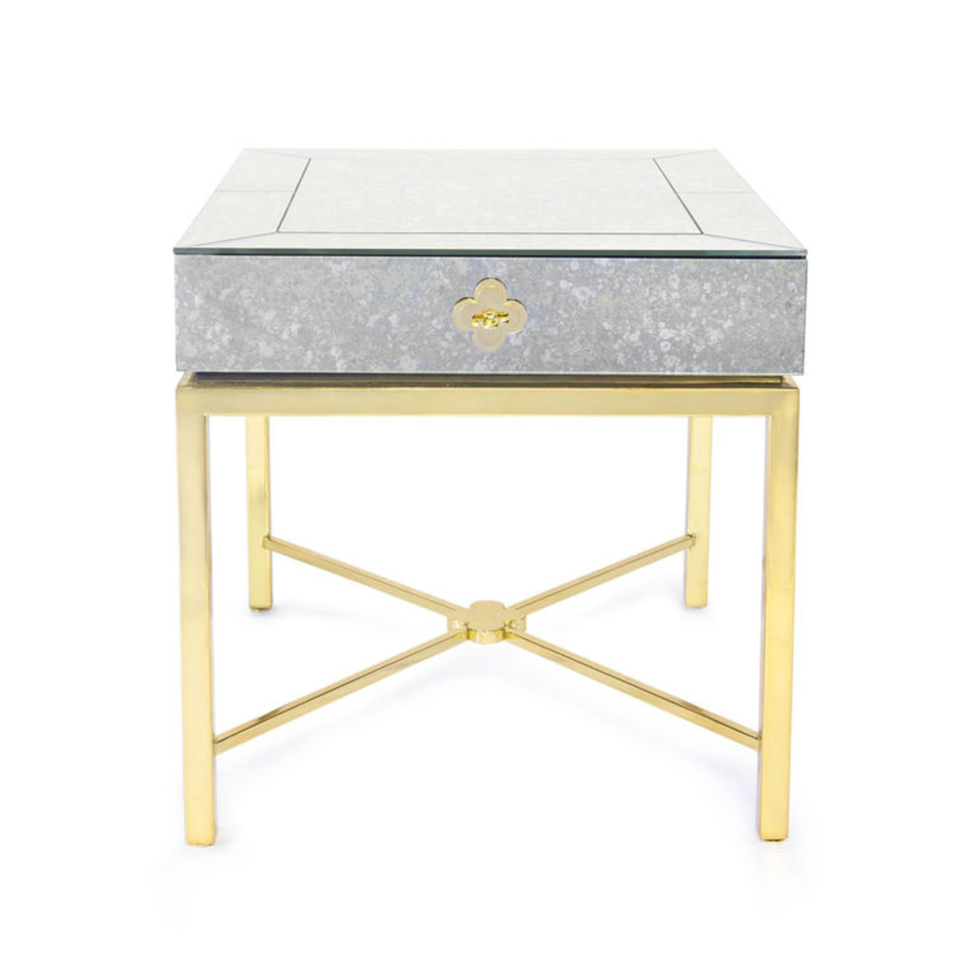 Delphine Side Table Minimalist Forms Meet Maximalist Glamour. Antiqued Mirror With A Polished - Image 2 of 2