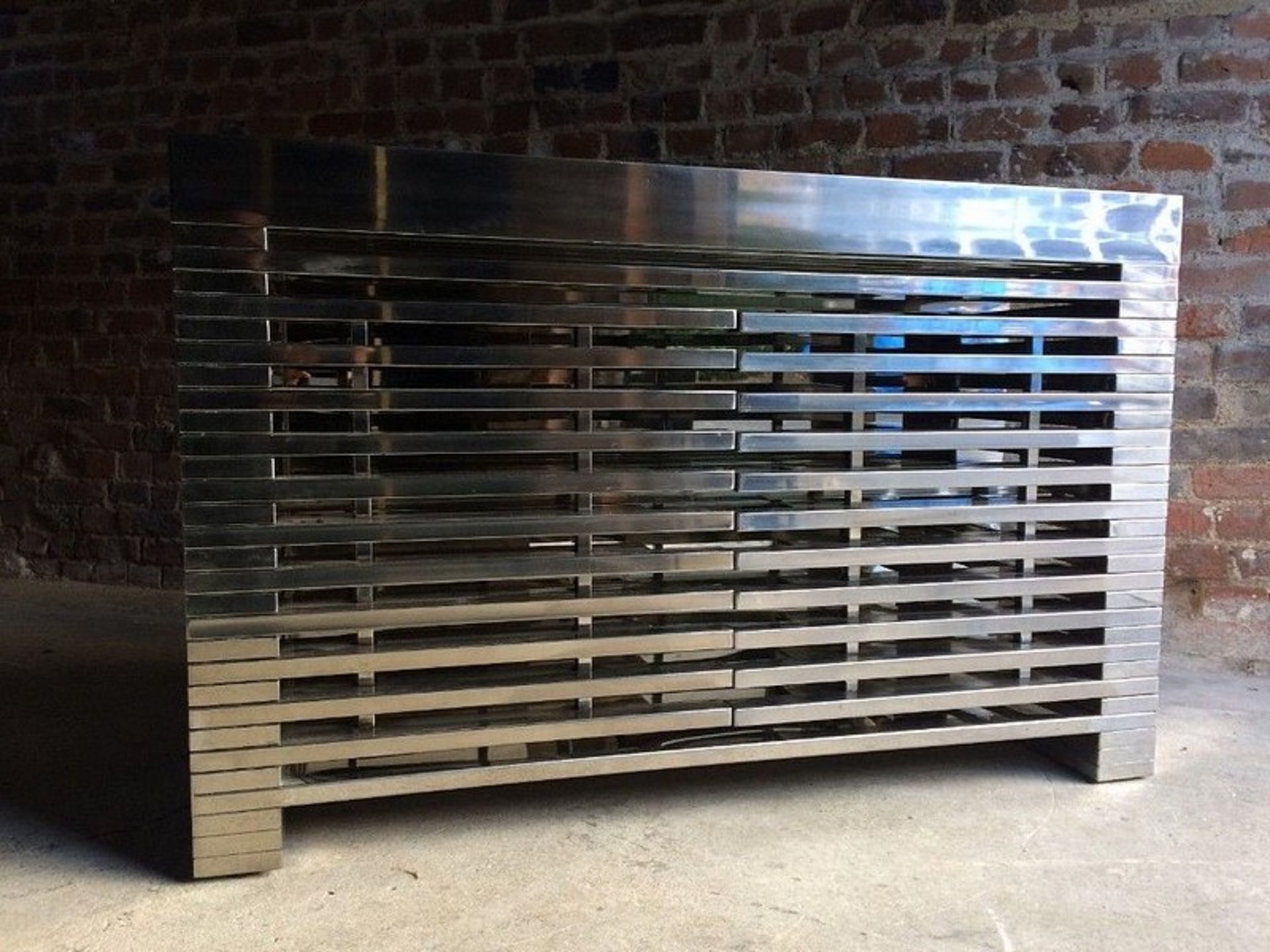 Zazenne Sideboard Large -Shiny Steel 170 x 50 x 85cm Zazenne Sideboard Finished In Sleek Shiny