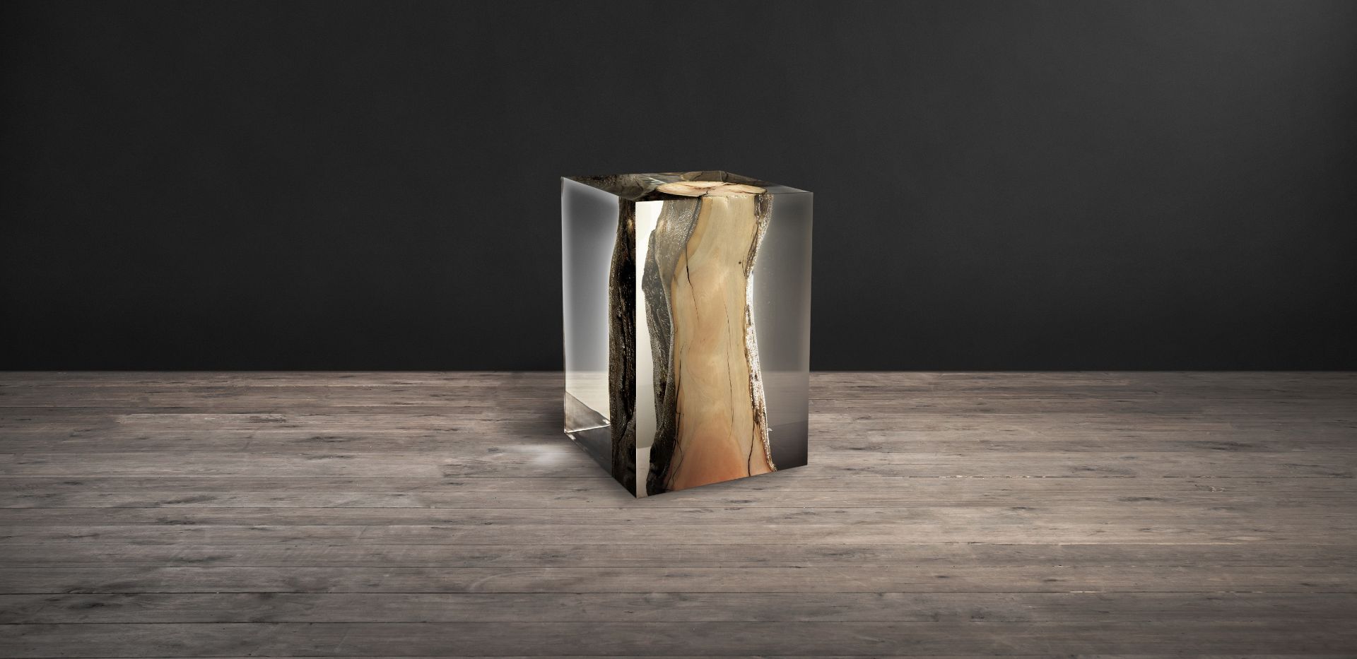 Xylem Side Table – Acrylic Burnt Wood. Memories Of Lazy Days On The Beach And Storytelling Around