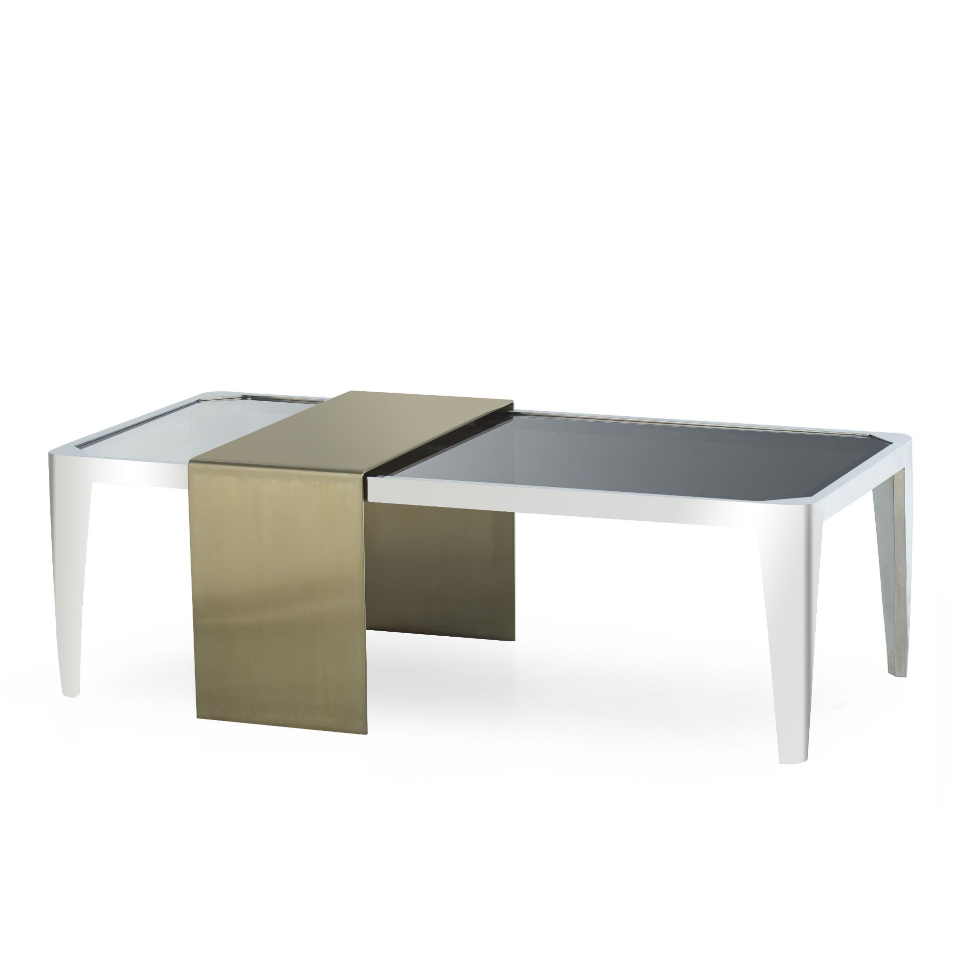 Kelly Hoppen Nesting Coffee Table Glass Smoked, Frame Stainless Steel, Dì©Cor Stainless Steel, Level - Image 2 of 2