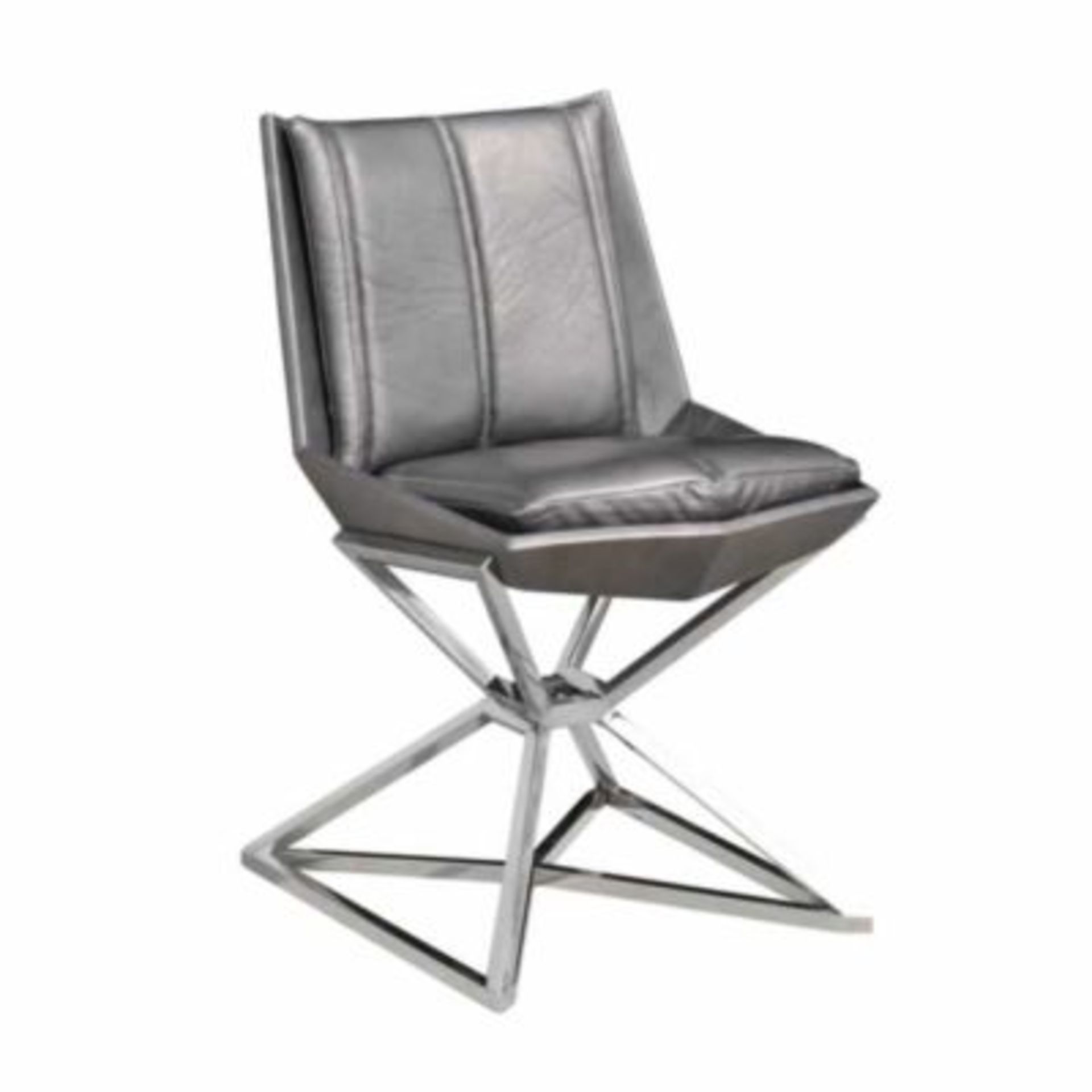 Michael Yeung Imperial Dining Chair Matrix Shadow & Shiny Steel 48.5 x 60 x 81 cm RRP £1625 - Image 2 of 2