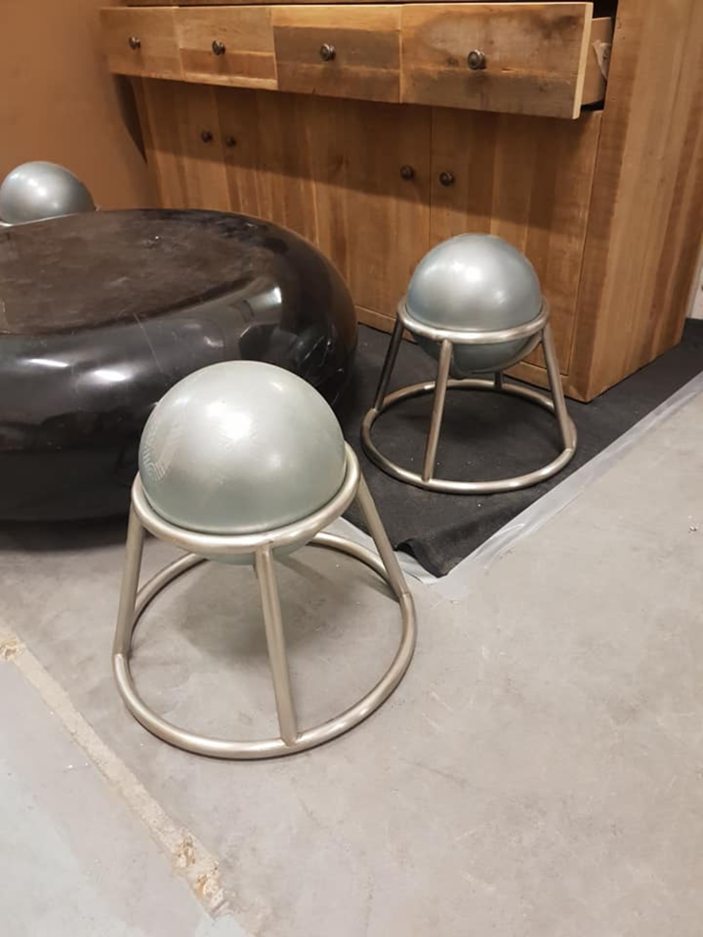 2 x Barball Low Stools 54cm The Overall Look Is One Of The Sports Clubs Of Yore, And With The