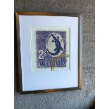 Artwork - Framed Graphic Art Print -The Enlarged Print Of An Antique Postage Stamp From Australia