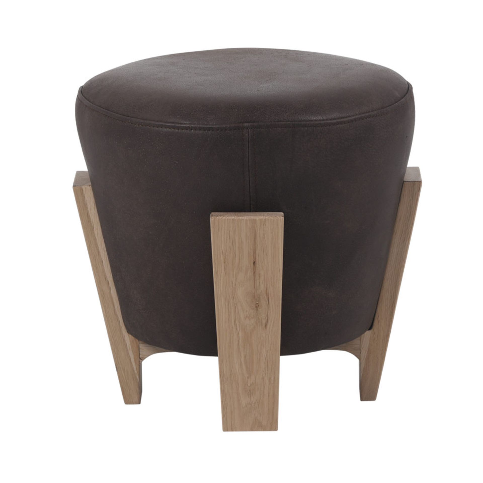 Bleu Nature Nagori Stool Double Stitch F320 Pawnee Tobacco Leather And Natural Oak 44 x 44 x 42 cm - Image 2 of 2