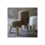 Bleu Nature Nagori Stool Double Stitch F320 Pawnee Tobacco Leather And Natural Oak 44 x 44 x 42 cm