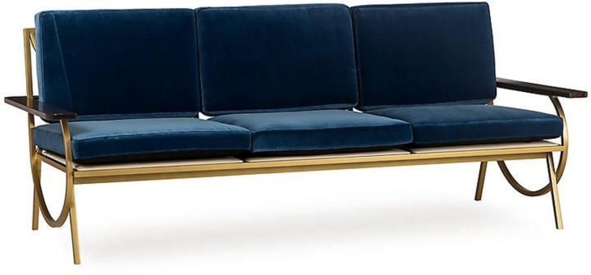 B Sofa Vana Blue Velvet A Contemporary Take On A Classic Form; Featuring An Antique Brass Frame, - Image 2 of 2