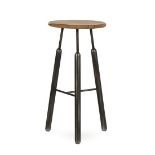 Blanka Bar Stool Reclaimed French Solid Oak, Steel Base, Metal And Wood 38 x 38 x 76cm RRP £505