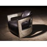 Mars Chair Ride Black Leather Inspired By The Curvaceous 1938 Bugatti Atlantic Coupe, A Futuristic