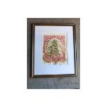 Artwork - Framed Graphic Art Print -The Enlarged Print Of An Antique Postage Stamp From South Africa