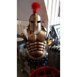 Roman Gladiator Reproduction Armour Jacket & Helmet Brass Antique Finish Replica Without Stand