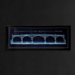 Artline Architectural Iron Bridge Large – Blueprint Solid Oak With Black Finish Tempered Glass 234.5