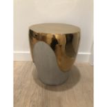 Kelly Hoppen Bessie Side Table Oak Rose Gold Finish Sculpted From A Solid Oak Block, The Rich