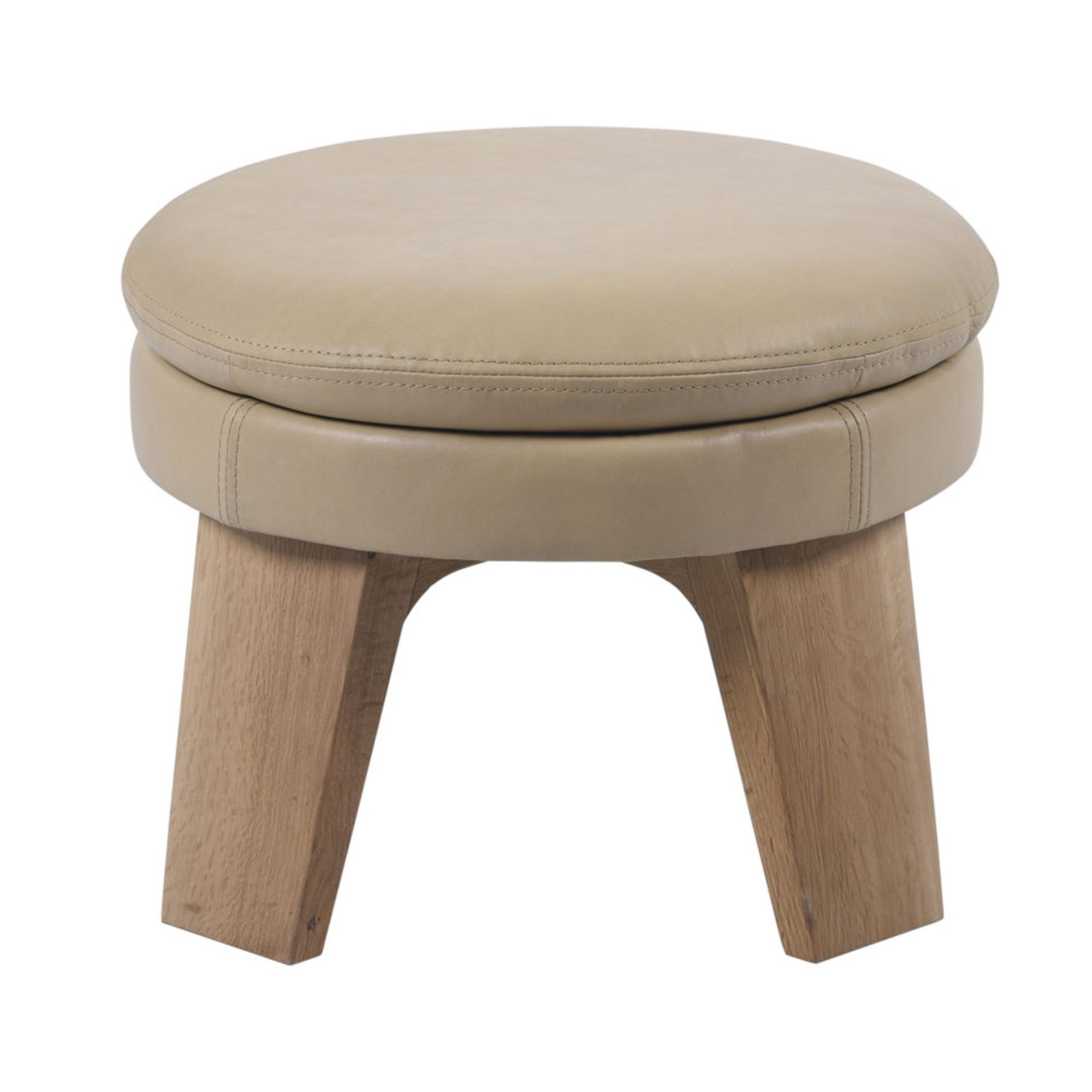 Bleu Nature Mattak Stool F321 Iroquois Cream Leather And Natural Oak 49 x 49 x 33 cm RRP £700 - Image 2 of 2