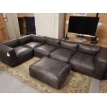 Tribeca Sectional Sofa Suite with footstool - Black Leather Cool with simple lines and fantastic