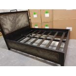 Bed - Levi UK King Size Bed ( Mattress Not Included) Art Deco Style Designer Bed Frame With Ebonized
