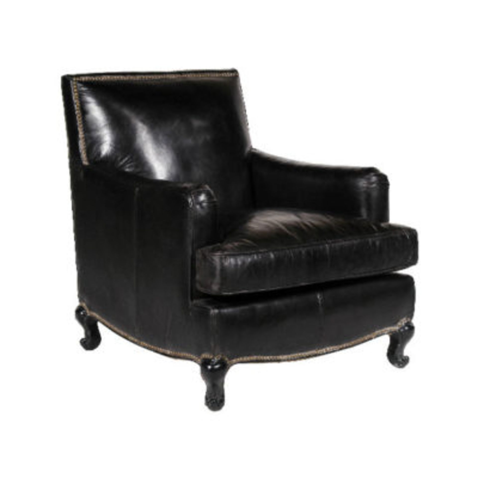 Cannes Armchair Old Saddle Black Leather Reminiscent Of Decadent Smoking Lounges, The Cannes - Image 2 of 2