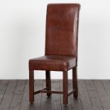 Rollback Dining Chair Vintage Cigar Leather and Oak Legs 49 x 63 x 111cm RRP £375