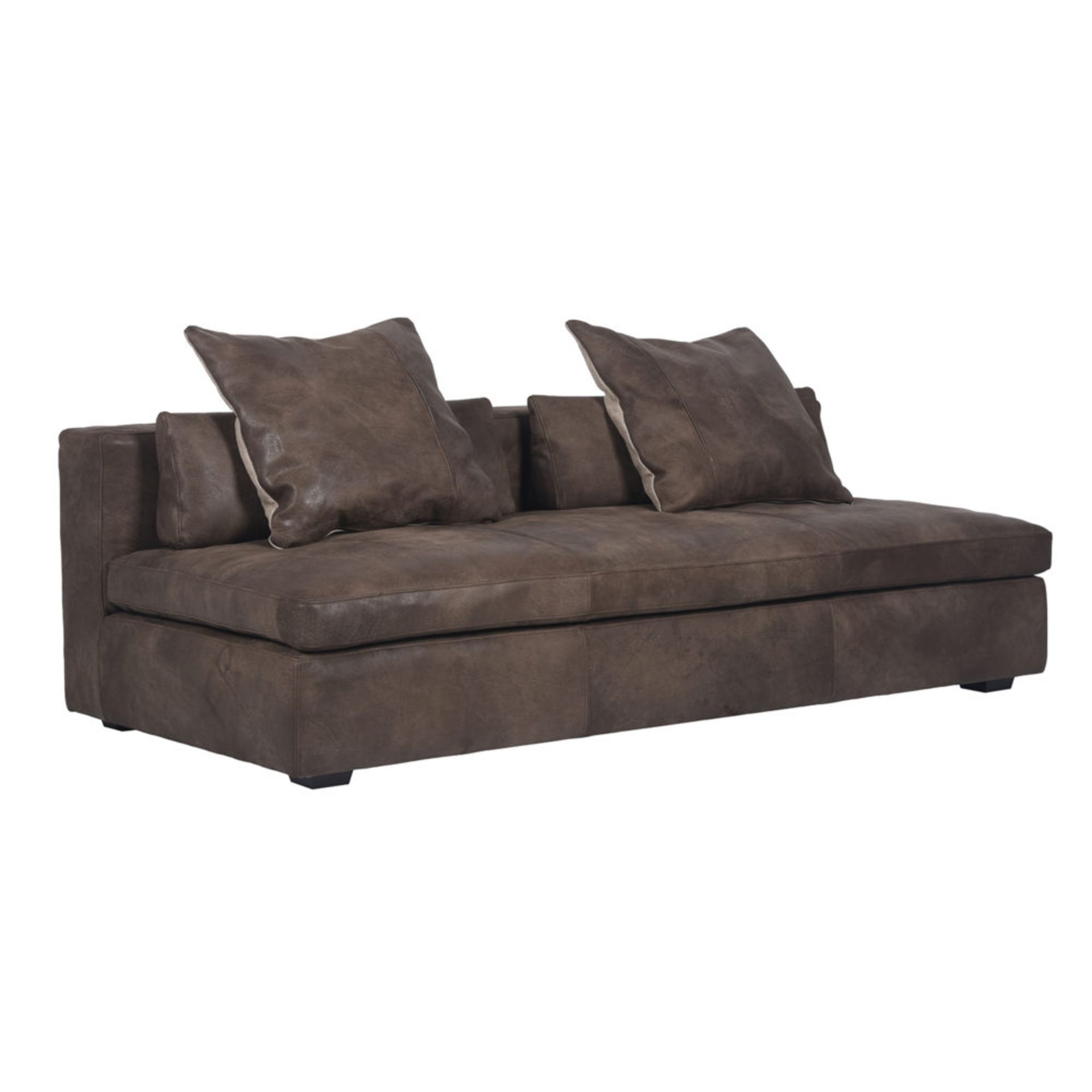 Bleu Nature Cochise Sectional Sofa 3 Seater Pawnee Tobacco, Sioux Black Leather 202 X 99 X 42cm - Image 2 of 2