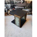 Knox Side Table Ebonized Ash And Faux Charcoal Vellum Panels 61.5 x 63.5 x 58.4 cm MSRP £921