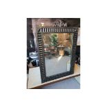 Mirror - Jawa Rectangular Wall Mirror Iron Frame With Corrugated Sheet Metal And Antiqued Mirror