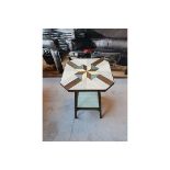 Table - Brittania Oak Accent Table Accent Table With Geometric Quilt Pattern Top In Cream And Sage