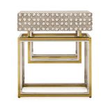 Cowrie Concrete Side Table A Stunning Console Table With Mixed Metal Stainless Steel In Nickel And