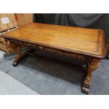 Century Furniture Griffin Library Table 100 Year Distressed Double Sided Library Desk With Aged Gilt