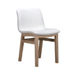 Bleu Nature F297 Cocoon Dining Chair With New Stitch w/o Wood Back White Pebble Leather and Oak 49 x