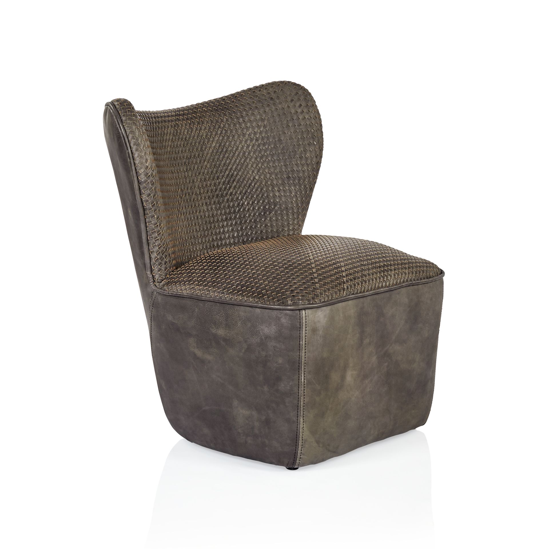 Weave Chair Destroyed Black Leather This Sumptuous Chair Invites You To Reach Out And Touch It, With - Image 2 of 3