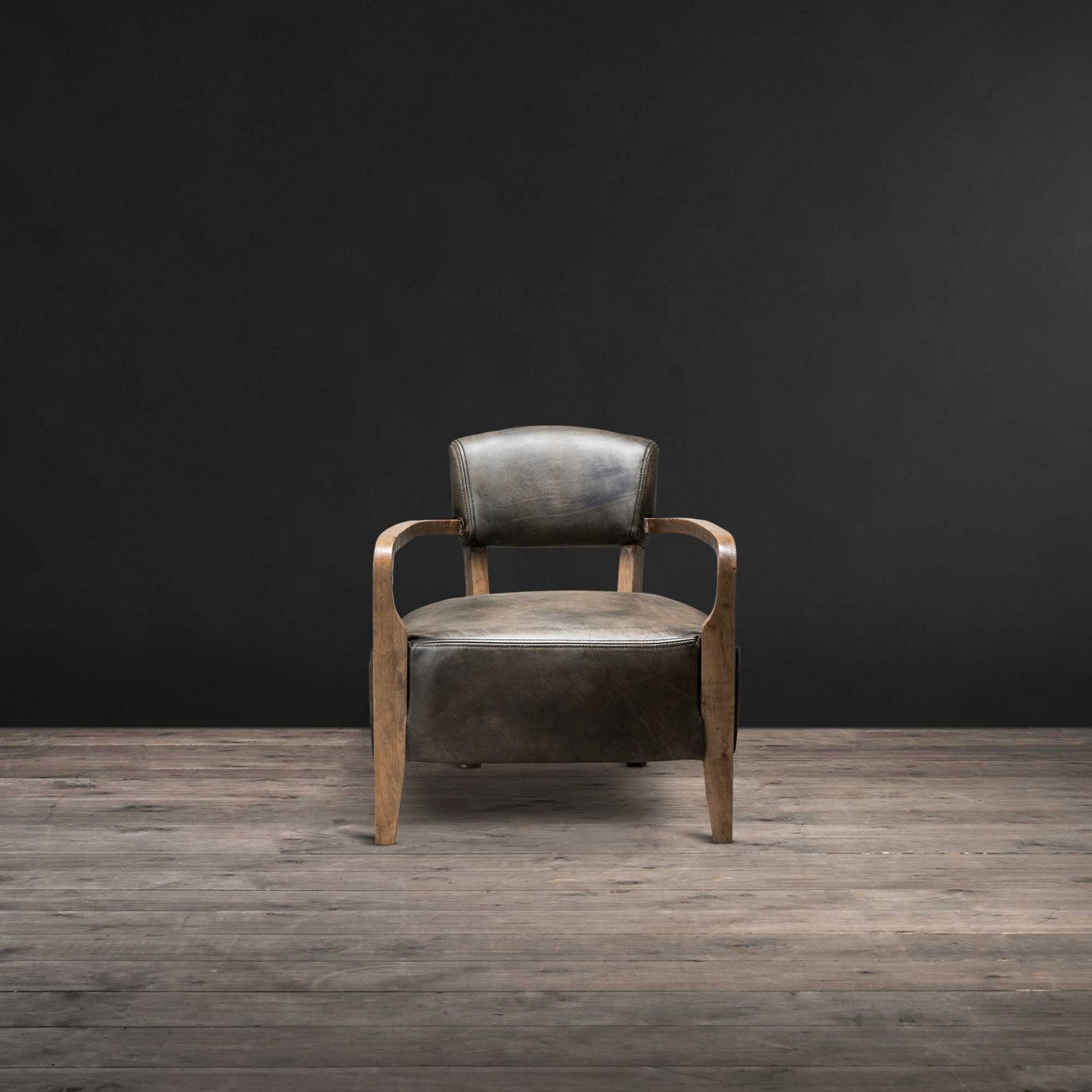 Cabana Chair Vagabond Black Leather And Weathered Oak Inspired By Relaxed Outdoor Lounging, The - Image 2 of 2