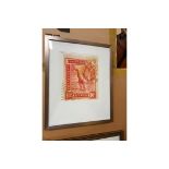 Artwork - Framed Graphic Art Print -The Enlarged Print Of An Antique Postage Stamp From Uganda