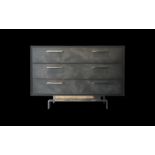 Marbled Vellum Bodden Three-Drawer Chest Encased In A Mysterious Black Oak Veneer, This Hollywood