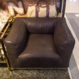 Zenith Sofa 1 Seater Ride Whisky Leather And Shiny Steel Inspired By Classic Club Chairs, The Zenith